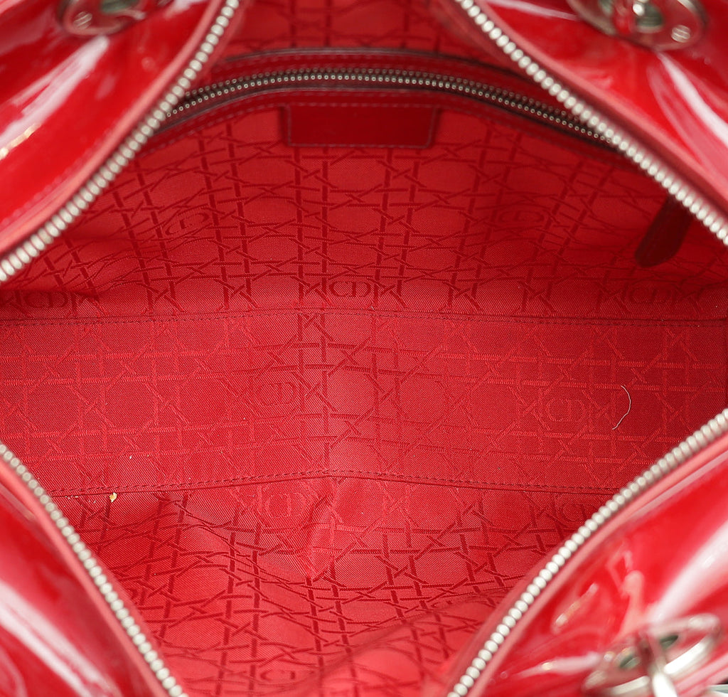 Christian Dior Cherry Red Lady Dior Large Bag