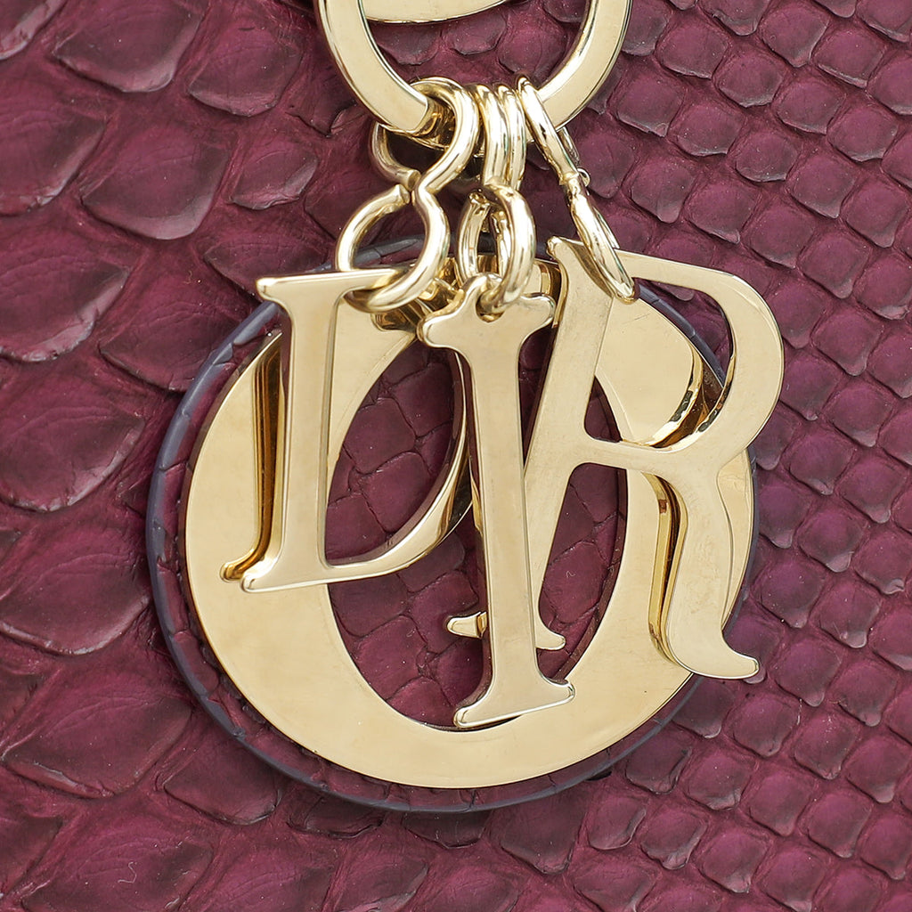 Christian Dior Purple Python Lady Dior Large Bag