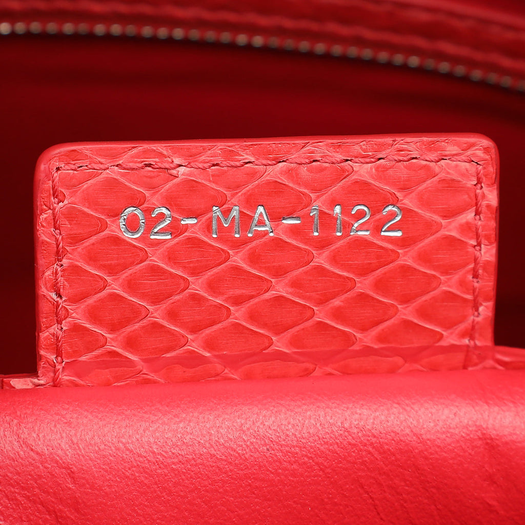 Christian Dior Red Snakeskin Lady Dior Large Bag