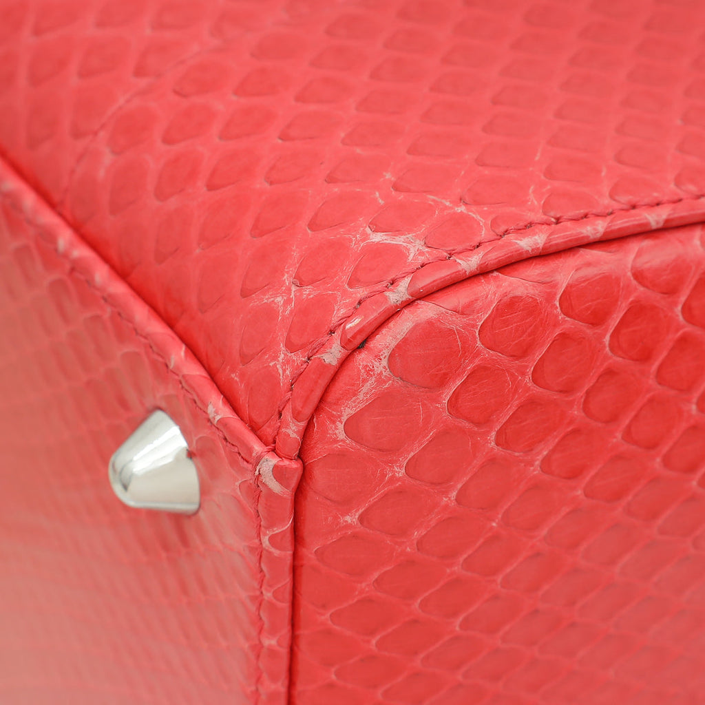 Christian Dior Red Snakeskin Lady Dior Large Bag