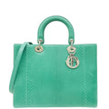 Christian Dior Green Snakeskin Lady Dior Large Bag