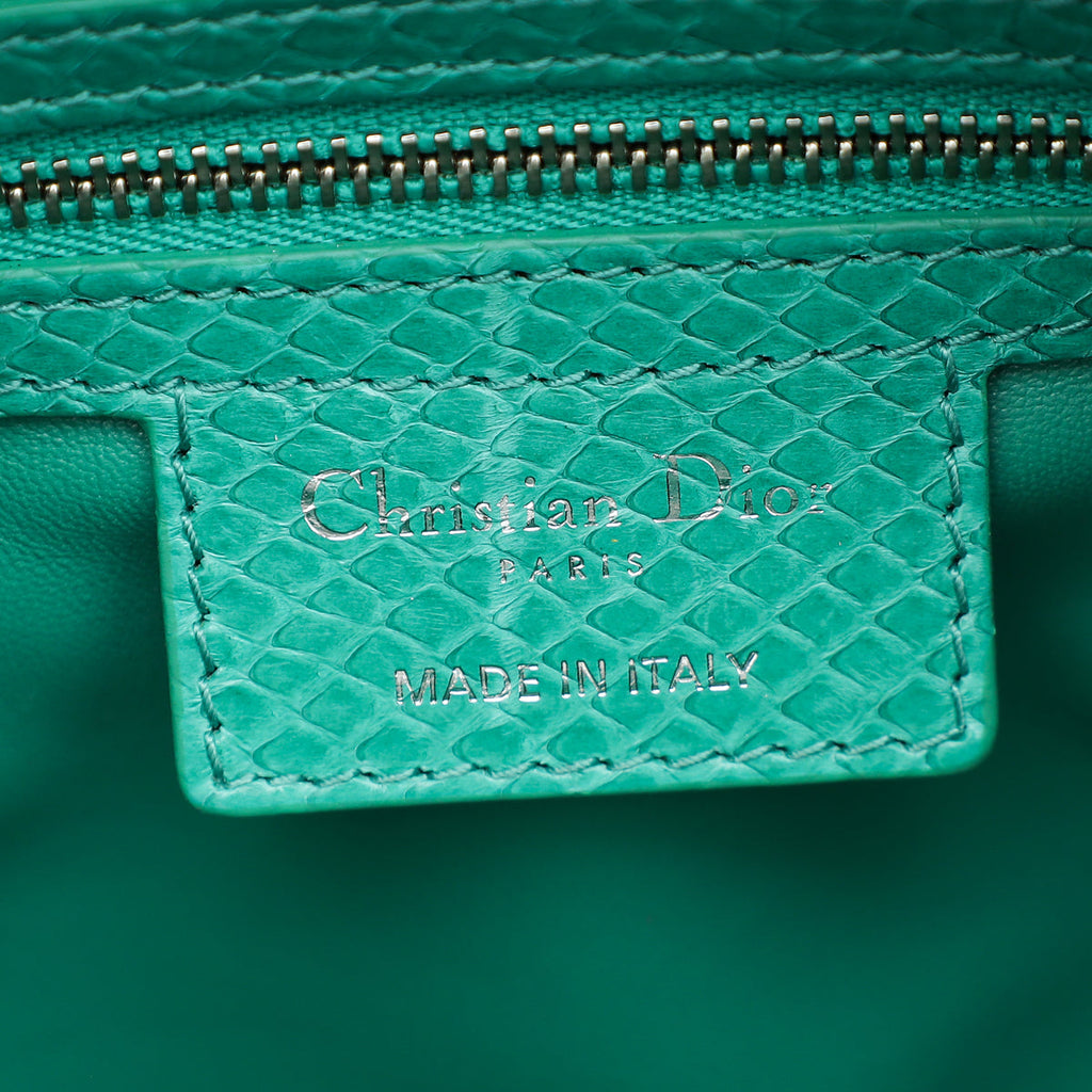 Christian Dior Green Snakeskin Lady Dior Large Bag