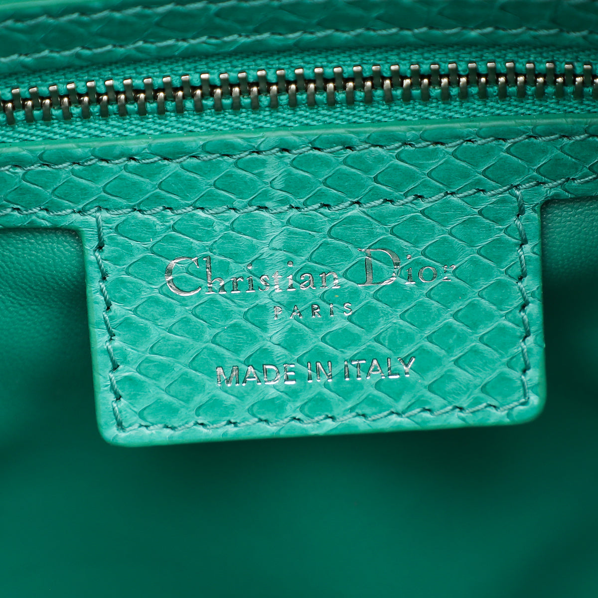 Christian Dior Green Snakeskin Lady Dior Large Bag