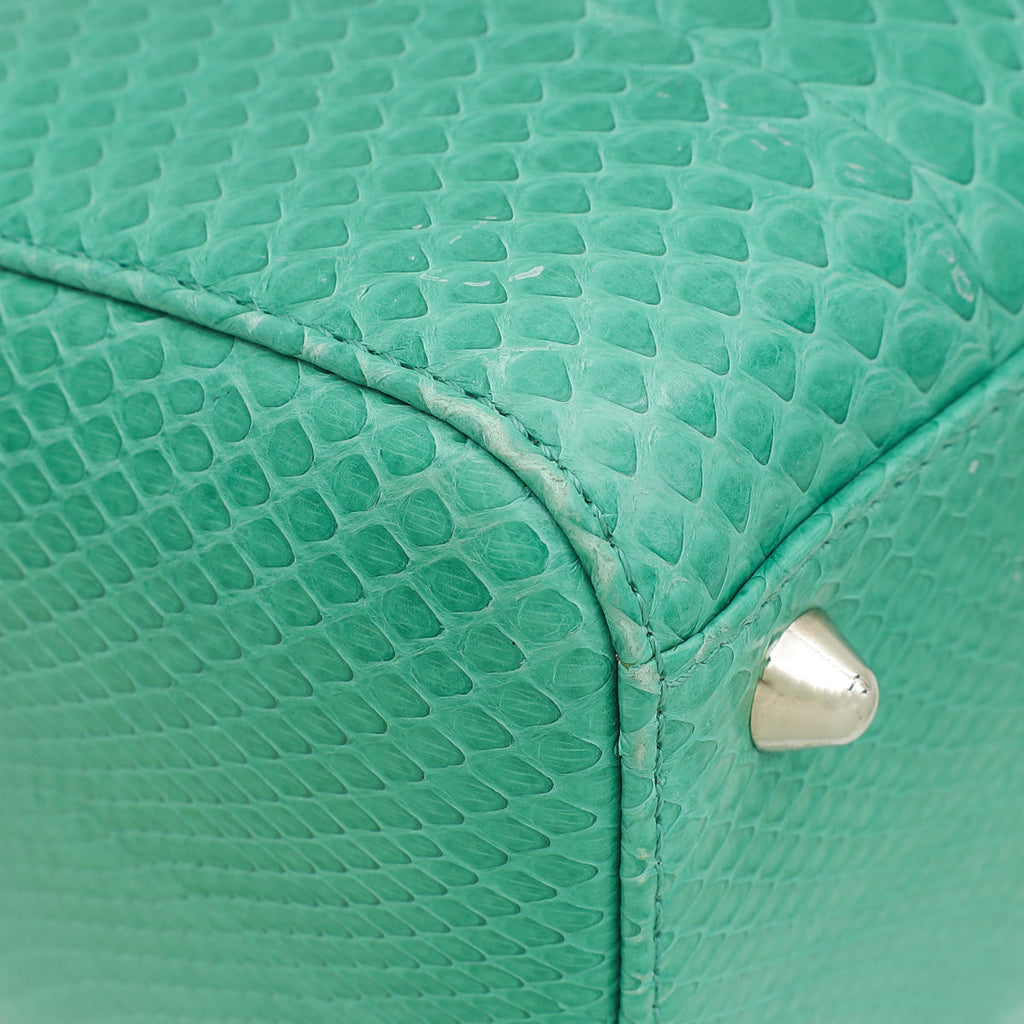 Christian Dior Green Snakeskin Lady Dior Large Bag