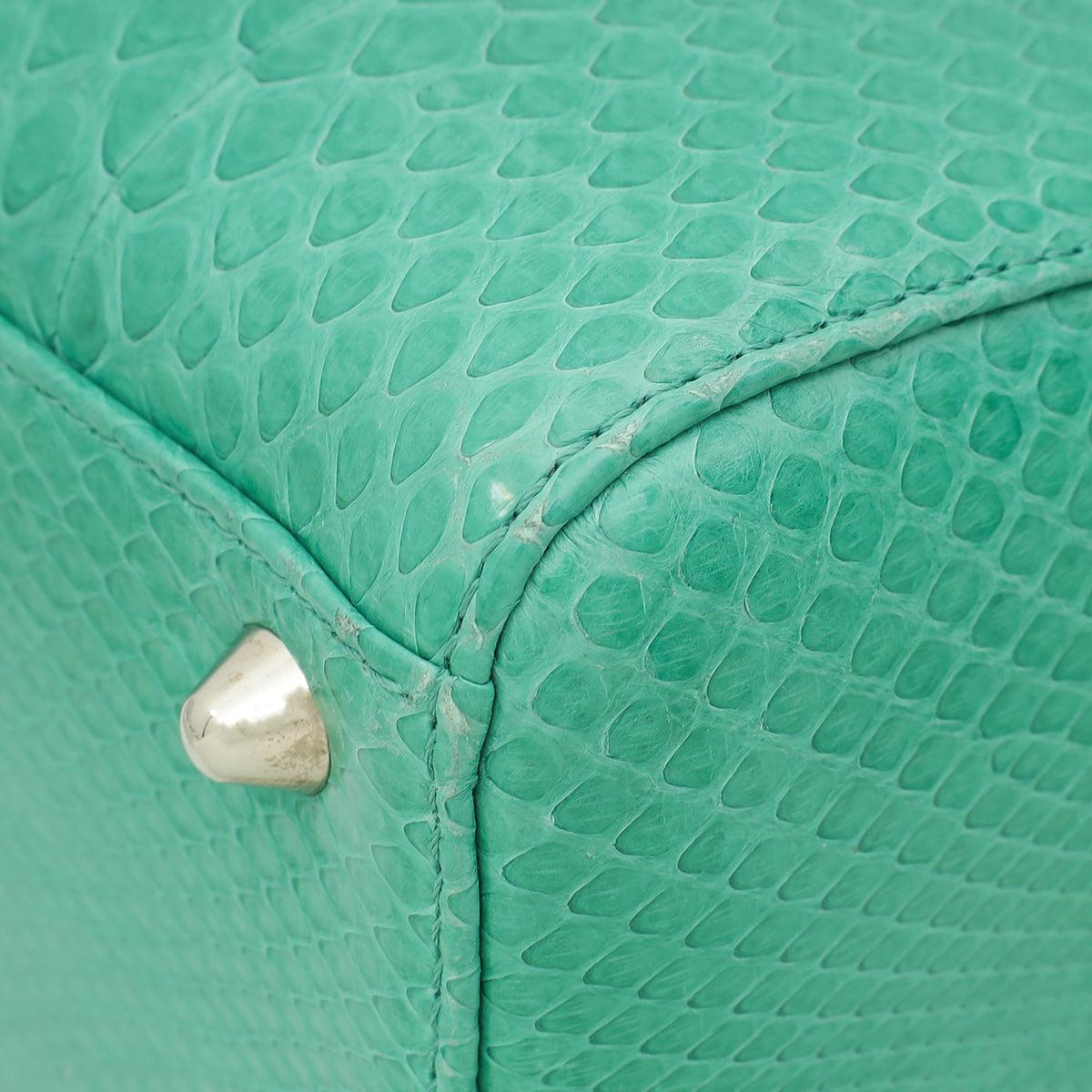 Christian Dior Green Snakeskin Lady Dior Large Bag
