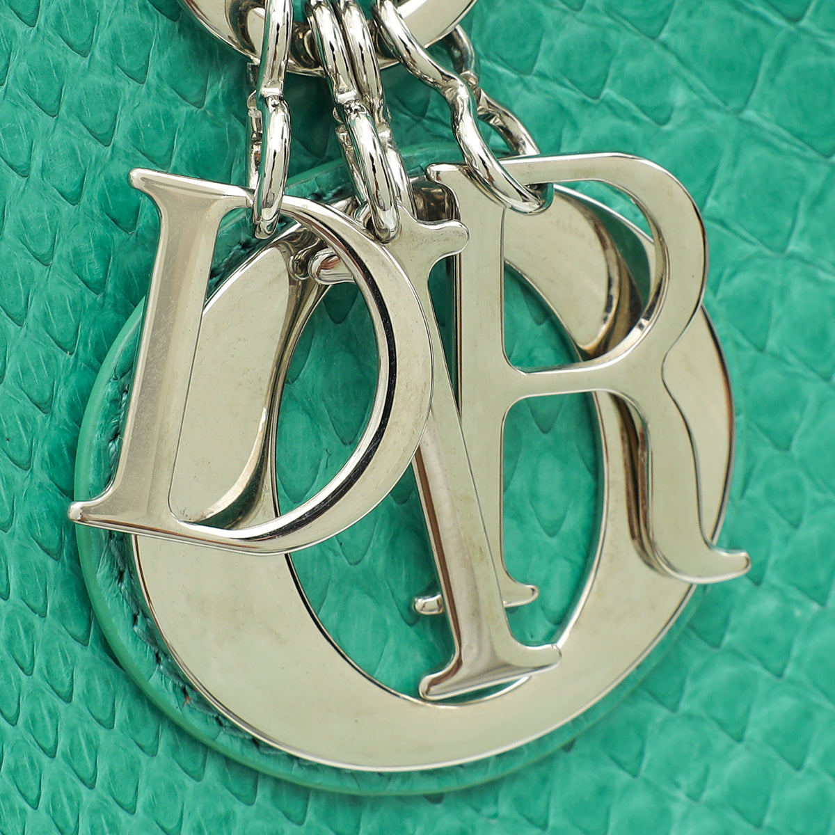 Christian Dior Green Snakeskin Lady Dior Large Bag