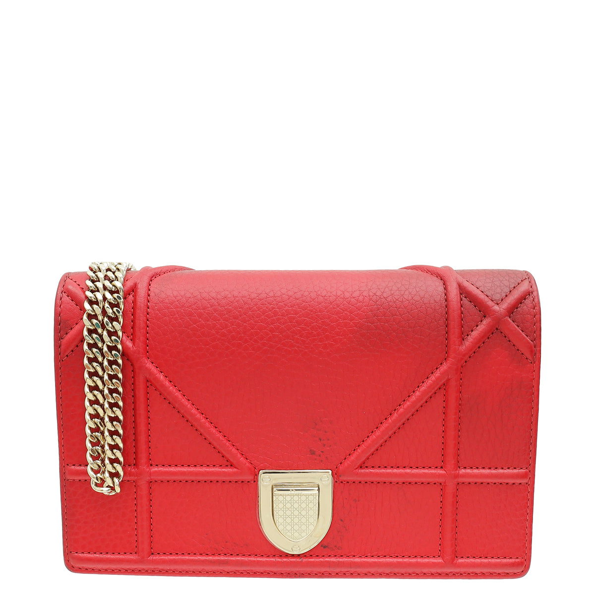 Christian Dior Red Diorama Wallet On Chain