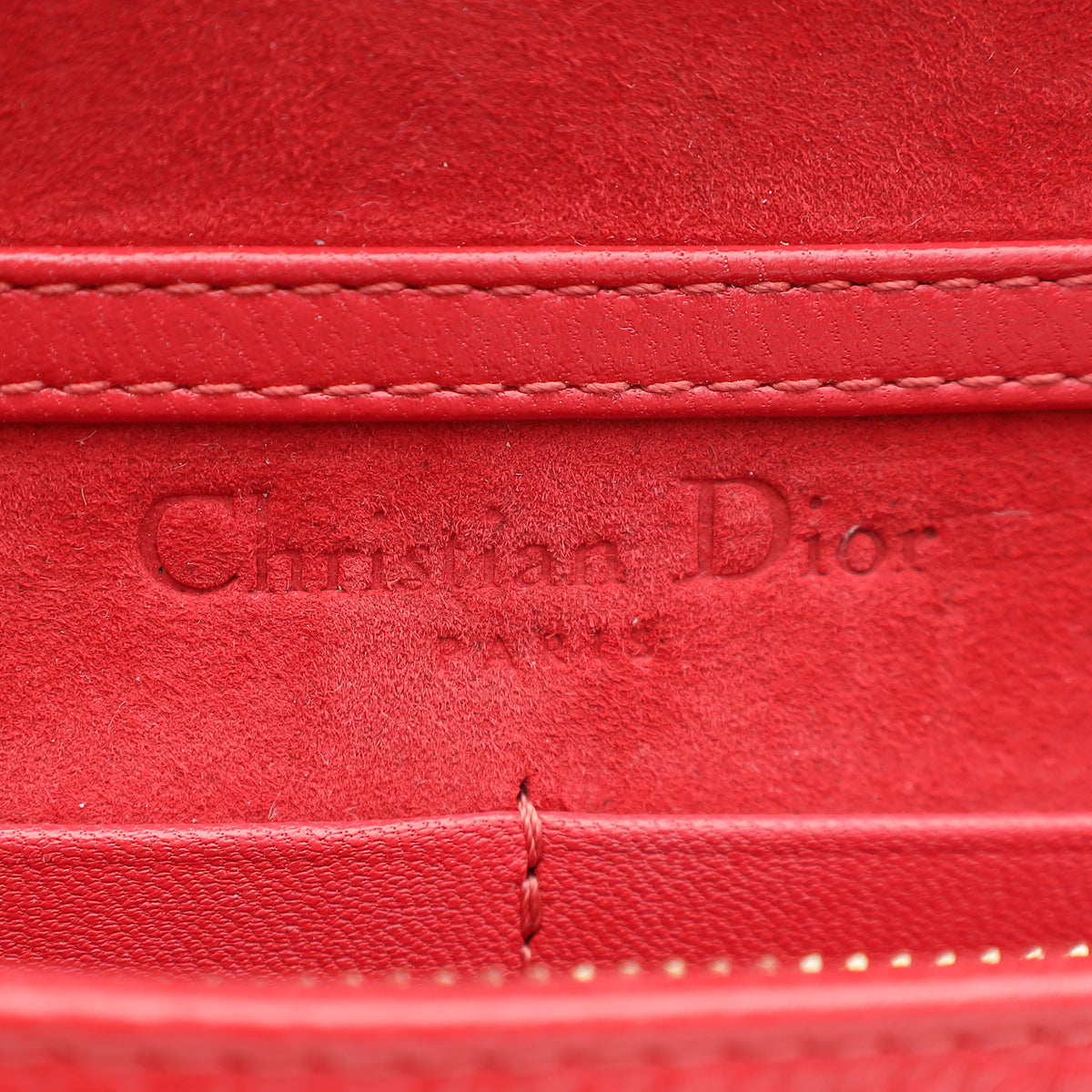 Christian Dior Red Diorama Wallet On Chain