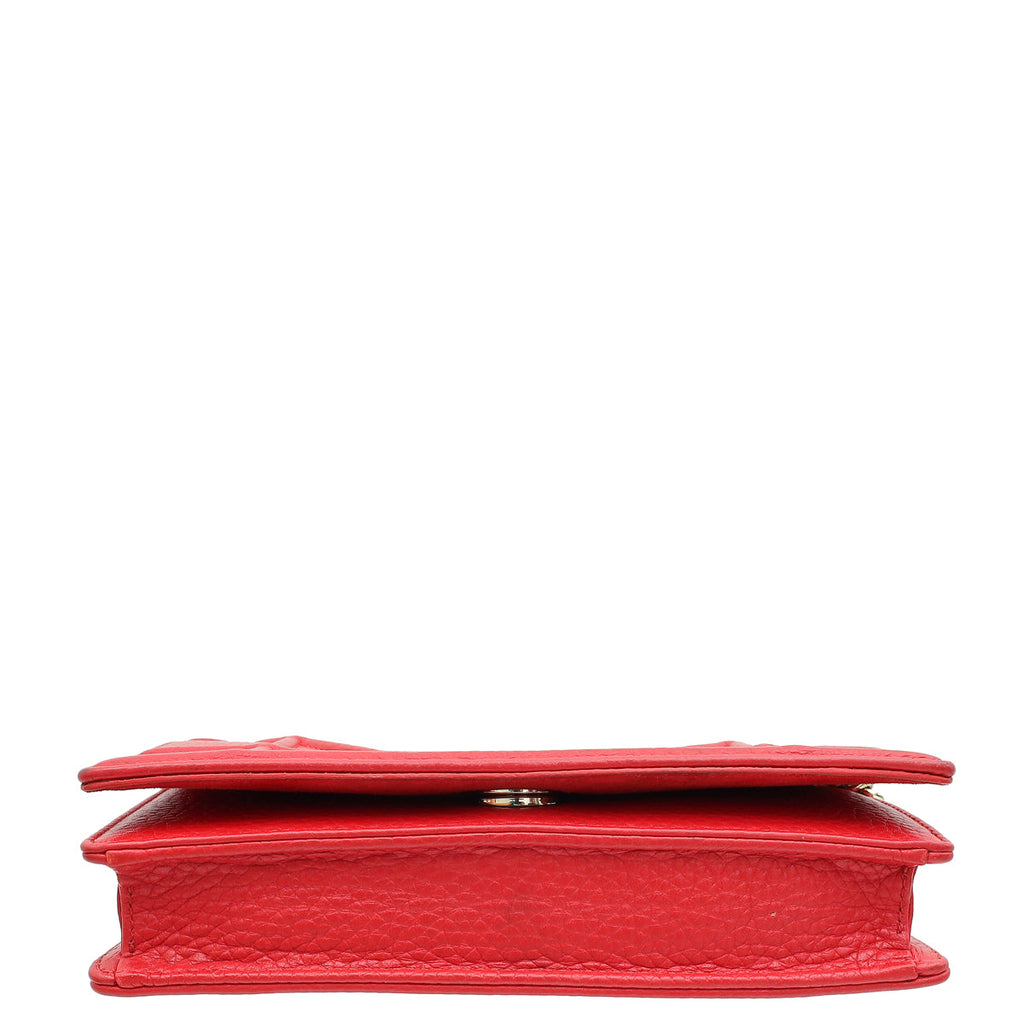 Christian Dior Red Diorama Wallet On Chain