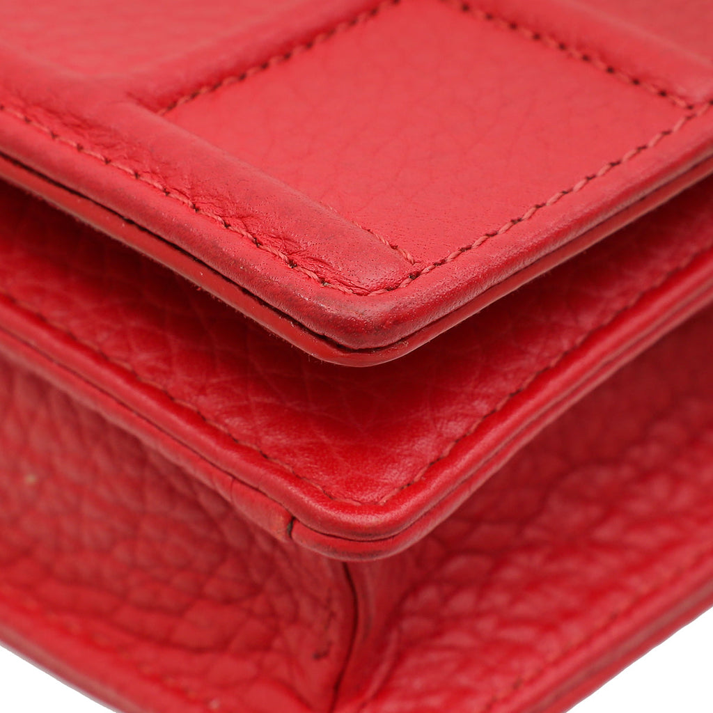 Christian Dior Red Diorama Wallet On Chain