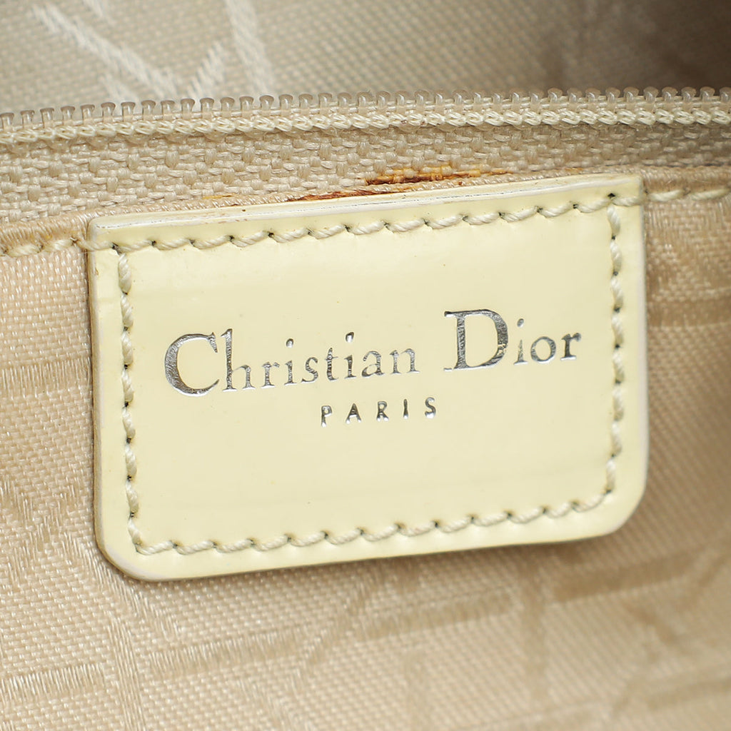 Christian Dior Light Green Lady Dior Fabric Medium Bag