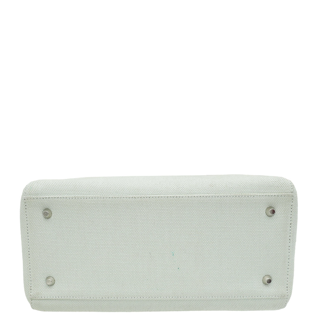 Christian Dior Light Green Lady Dior Fabric Medium Bag