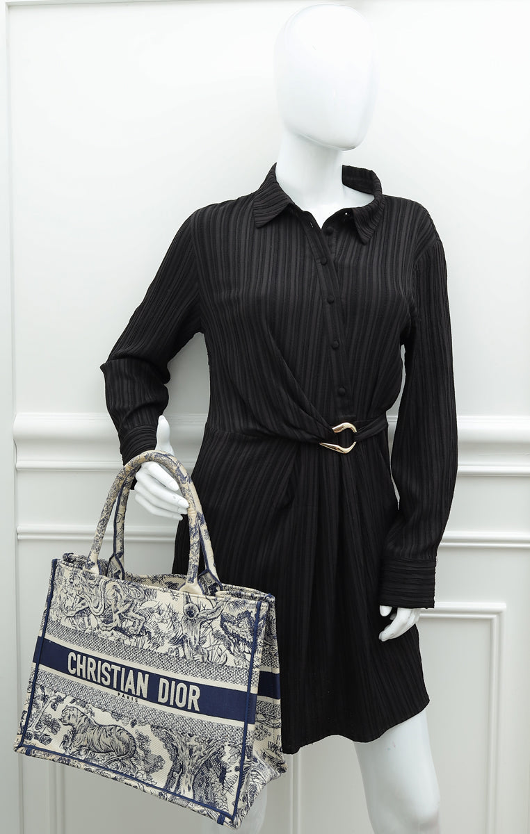 Christian Dior Bicolor Toile De Jouy Book Tote Medium Bag