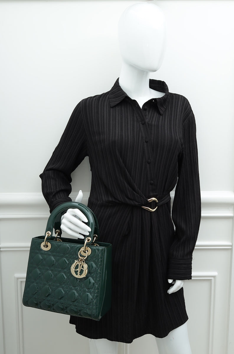 Christian Dior Pine Green Lady Dior Medium Bag
