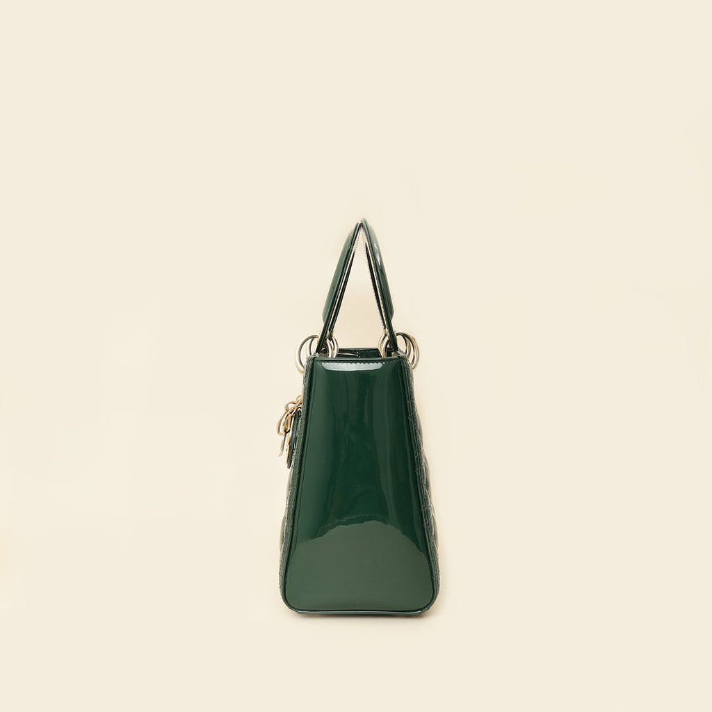 Christian Dior Forest Green Lady Dior Medium Bag
