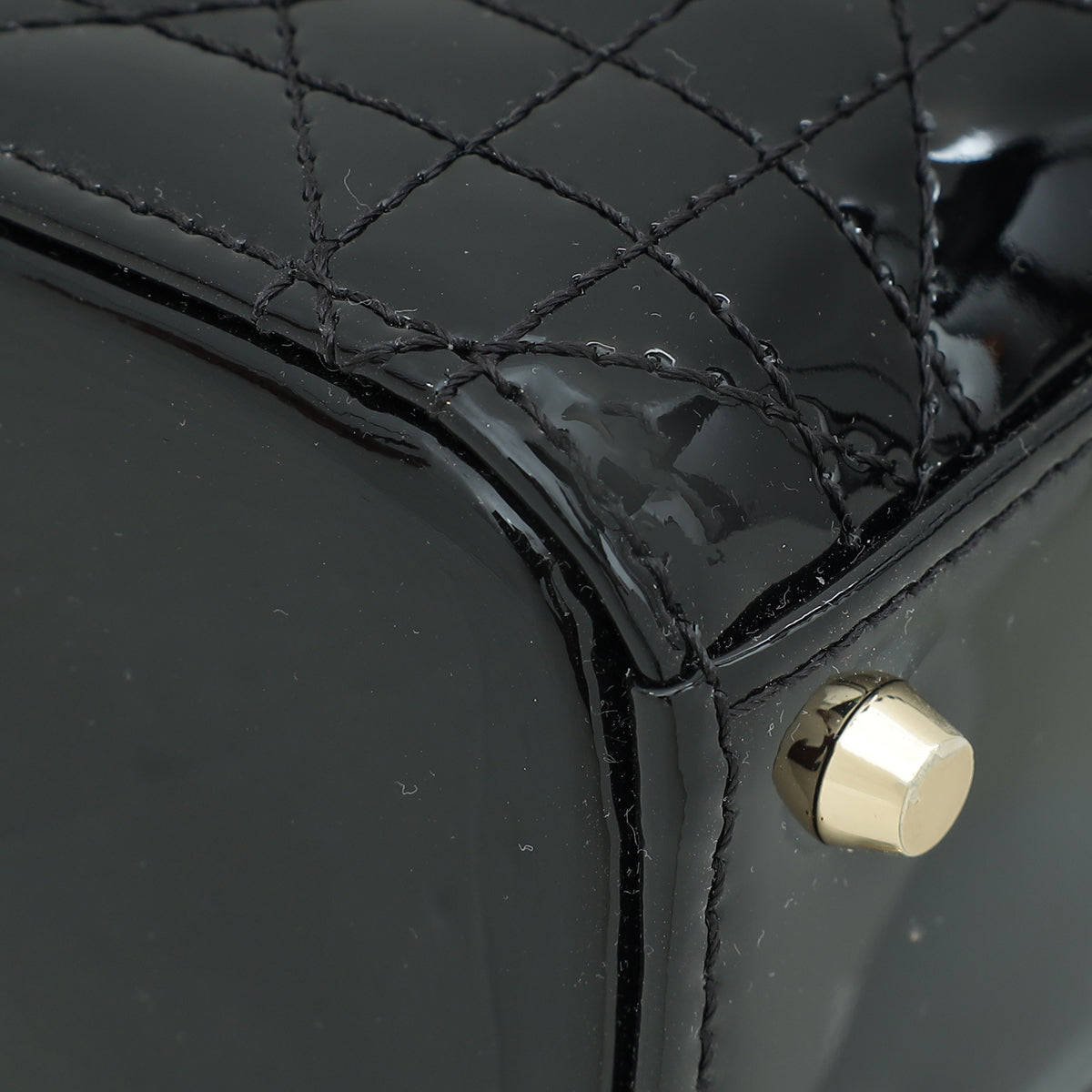 Christian Dior Black Lady Dior Mini Chain Bag W/ Twilly