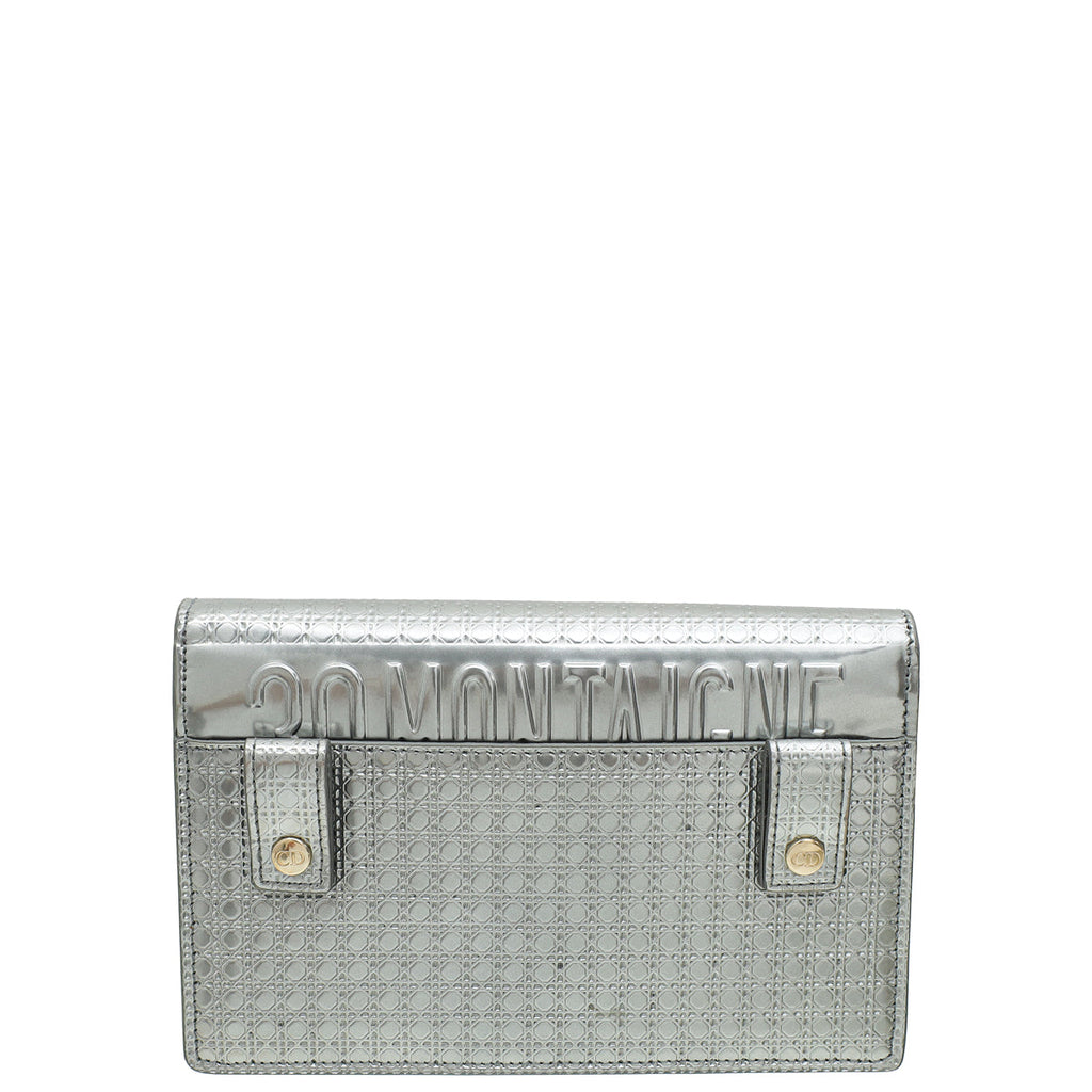 Christian Dior Silver 30 Montaigne Micro Cannage 2 In 1 Pouch