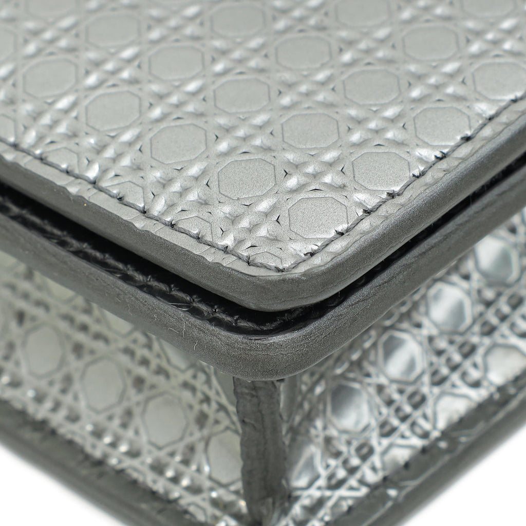 Christian Dior Silver 30 Montaigne Micro Cannage 2 In 1 Pouch