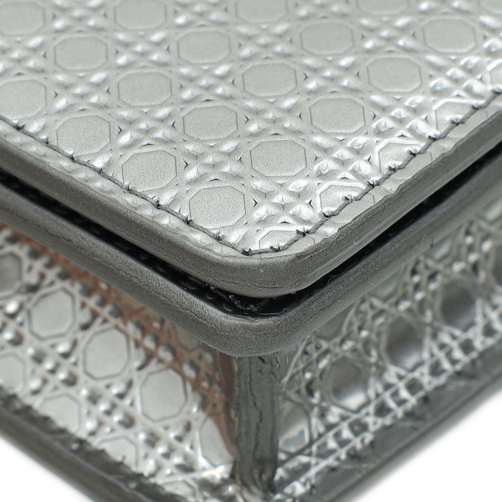 Christian Dior Silver 30 Montaigne Micro Cannage 2 In 1 Pouch