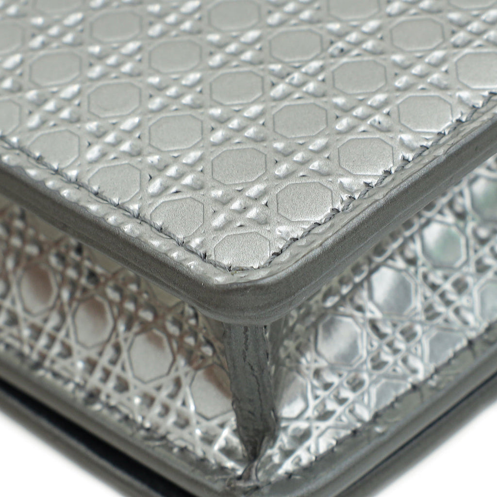 Christian Dior Silver 30 Montaigne Micro Cannage 2 In 1 Pouch
