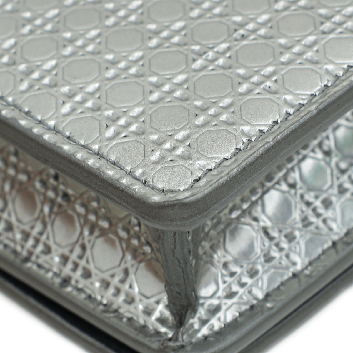 Christian Dior Silver 30 Montaigne Micro Cannage 2 In 1 Pouch