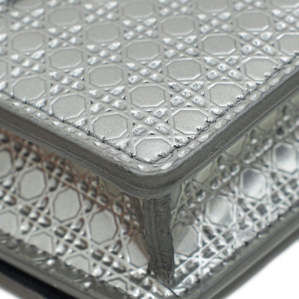 Christian Dior Silver 30 Montaigne Micro Cannage 2 In 1 Pouch