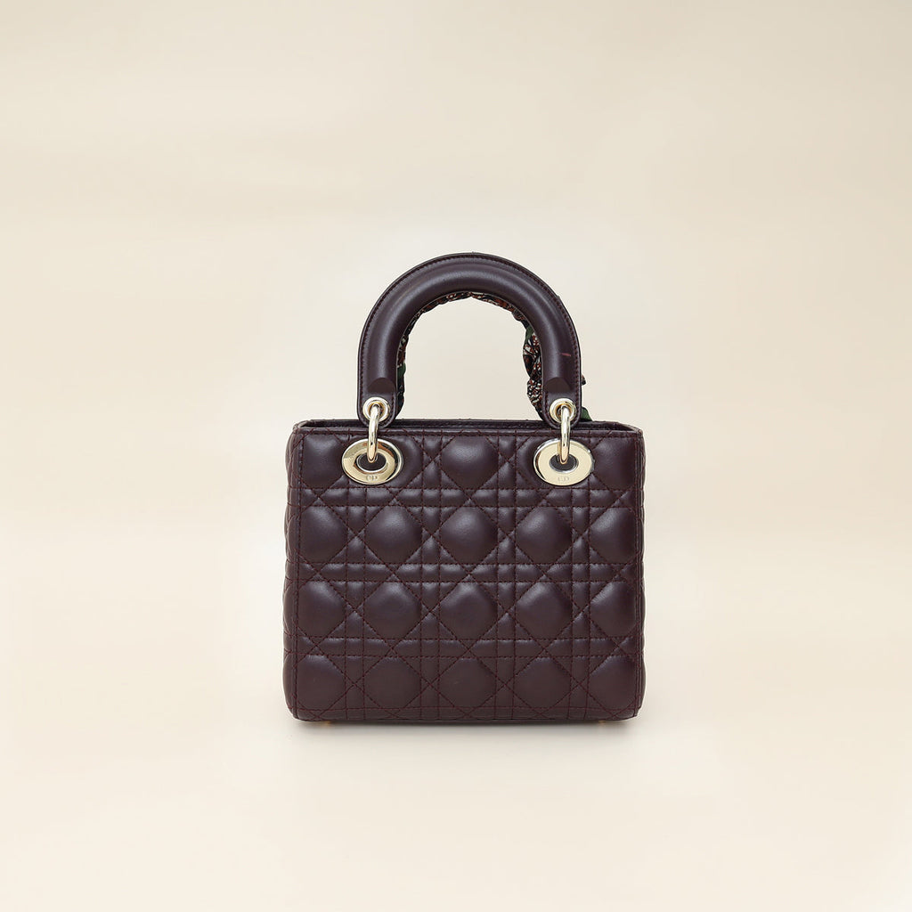 Christian Dior Amarante Lady Dior My ABCDior Small Bag W/ Twilly