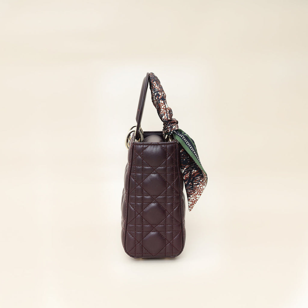 Christian Dior Amarante Lady Dior My ABCDior Small Bag W/ Twilly