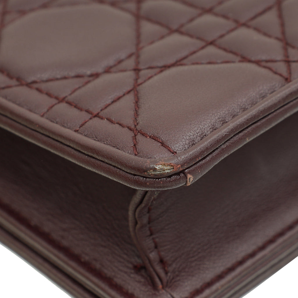 Christian Dior Burgundy Lady Dior Chain Pouch