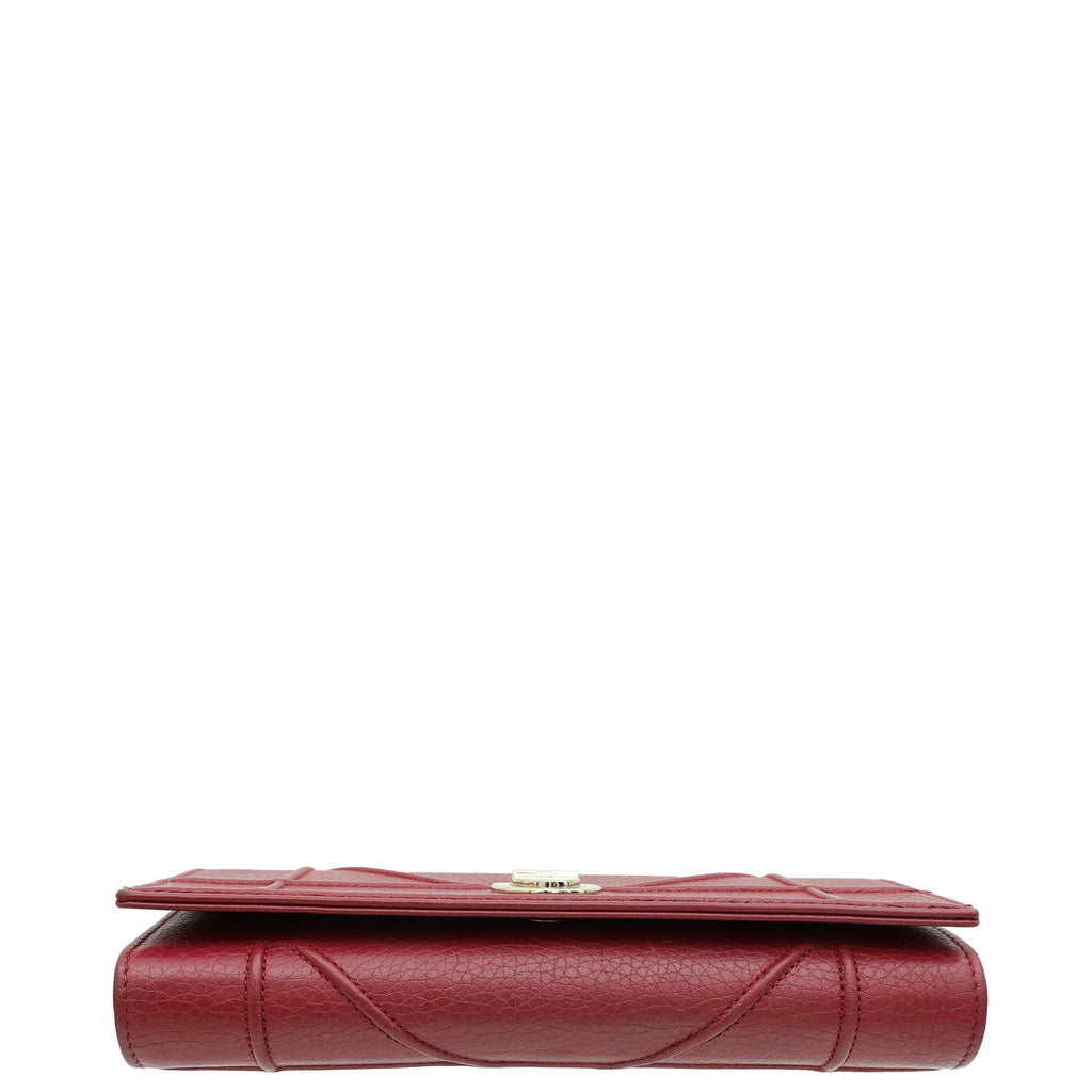 Christian Dior Burgundy Diorama Wallet On Chain