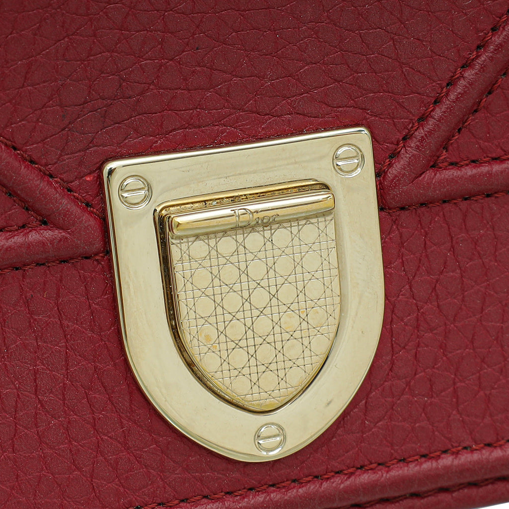 Christian Dior Burgundy Diorama Wallet On Chain