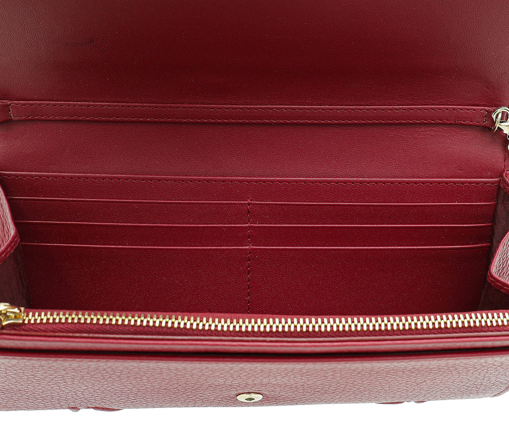 Christian Dior Burgundy Diorama Wallet On Chain