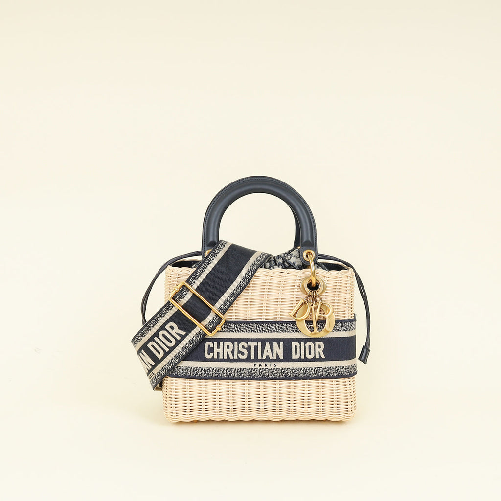 Christian Dior Bicolor Wicker Lady Dior Medium Bag