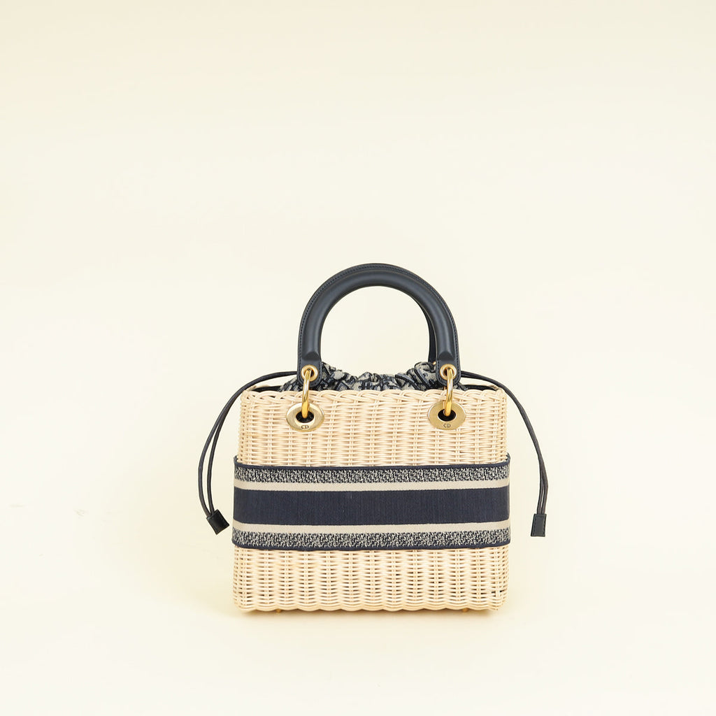 Christian Dior Bicolor Wicker Lady Dior Medium Bag