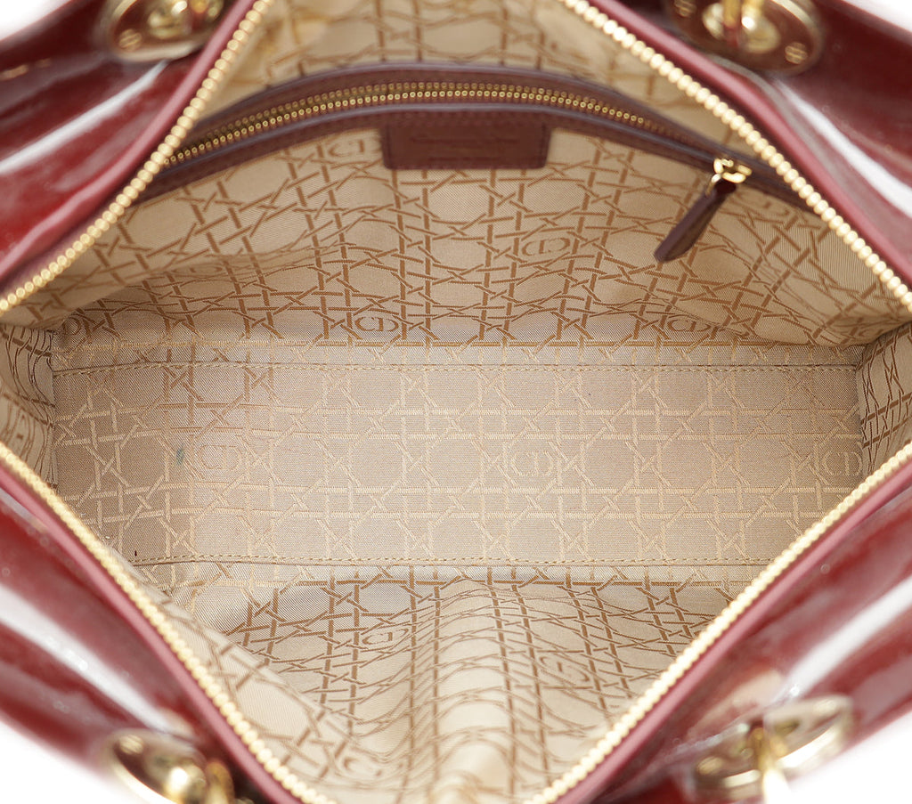 Christian Dior Burgundy Lady Dior Large Bag