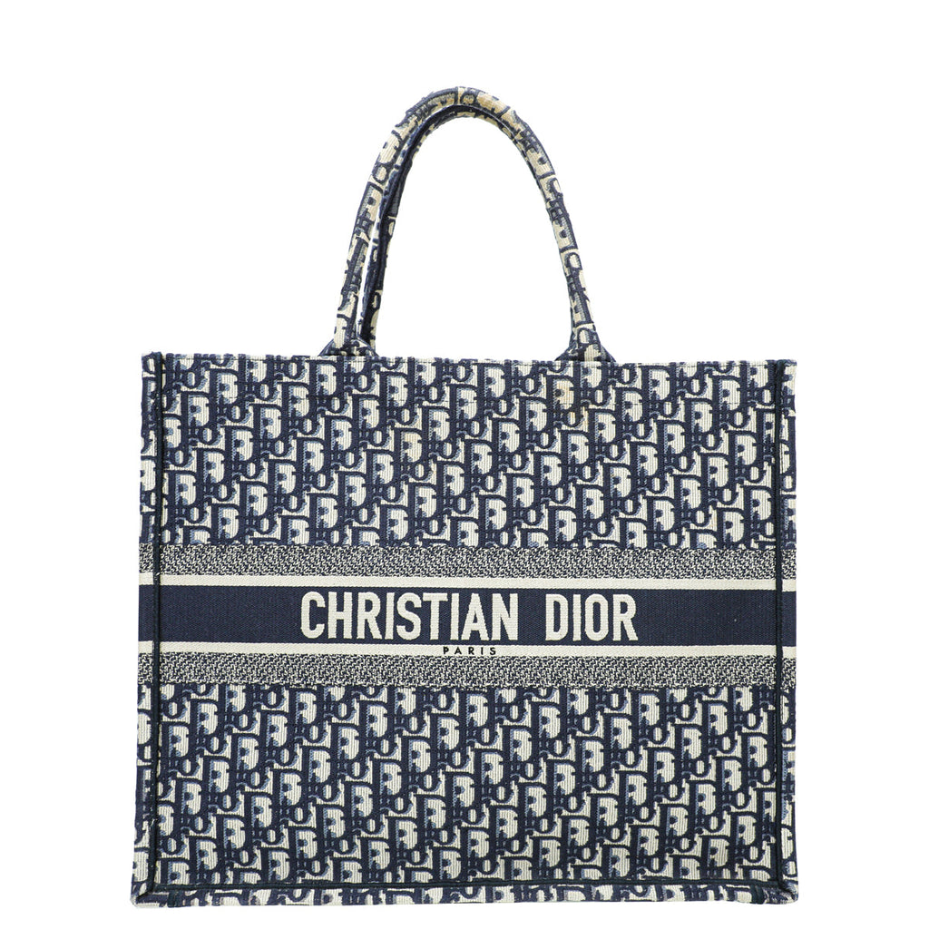 Christian Dior Navy Blue Oblique Book Tote Large Bag