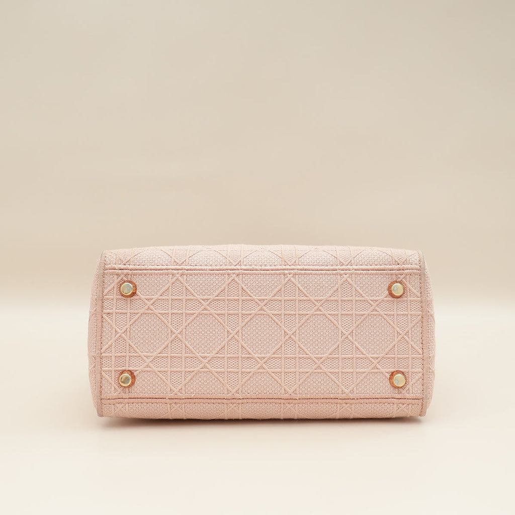 Christian Dior Rosewood Lady D-Lite Cannage Embroidery Medium Bag