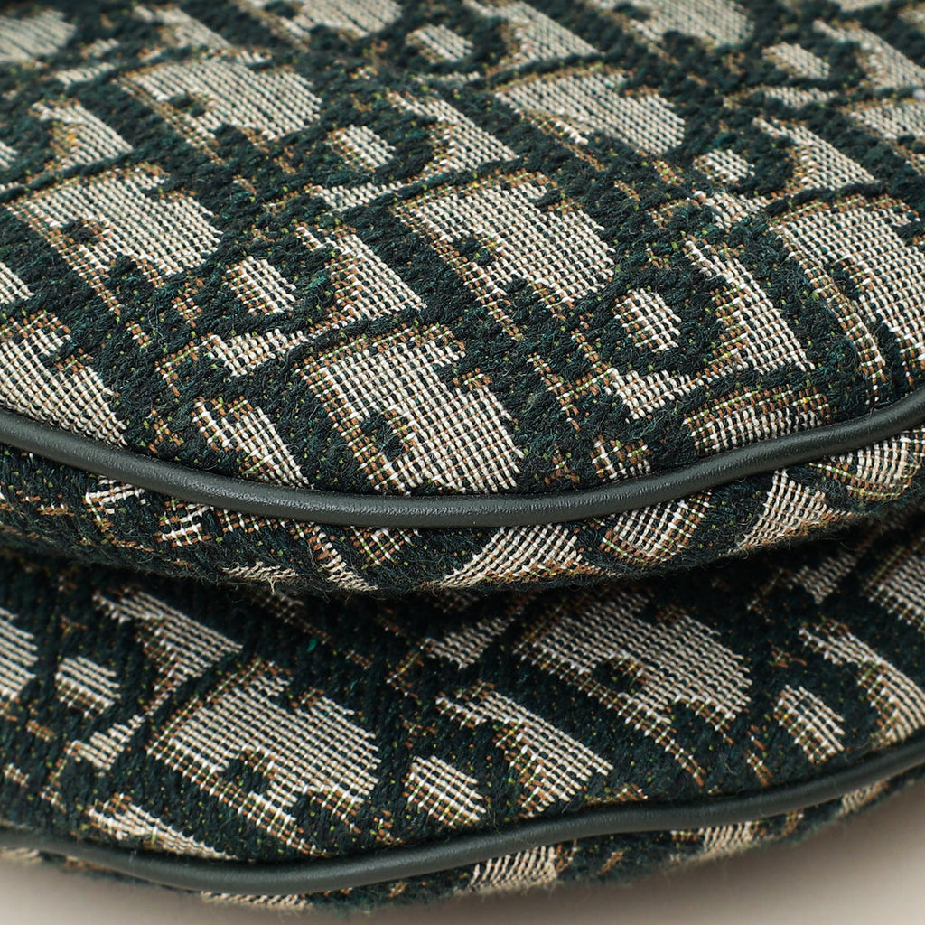 Christian Dior Green Oblique Saddle Medium Bag