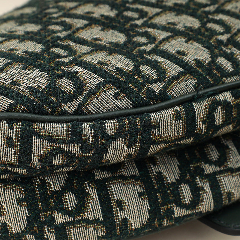Christian Dior Green Oblique Saddle Medium Bag