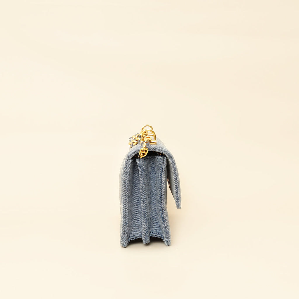 Christian Dior Blue Miss Caro Mini Cannage Denim Shoulder Bag