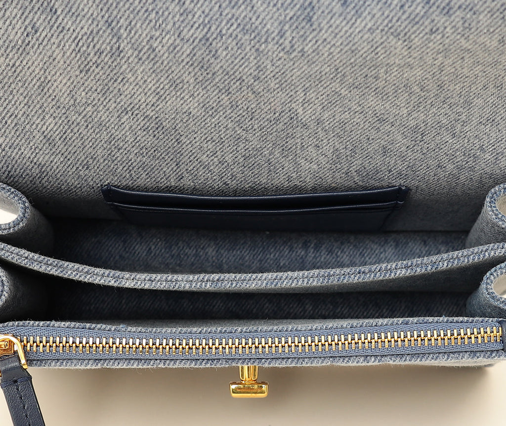 Christian Dior Blue Miss Caro Mini Cannage Denim Shoulder Bag