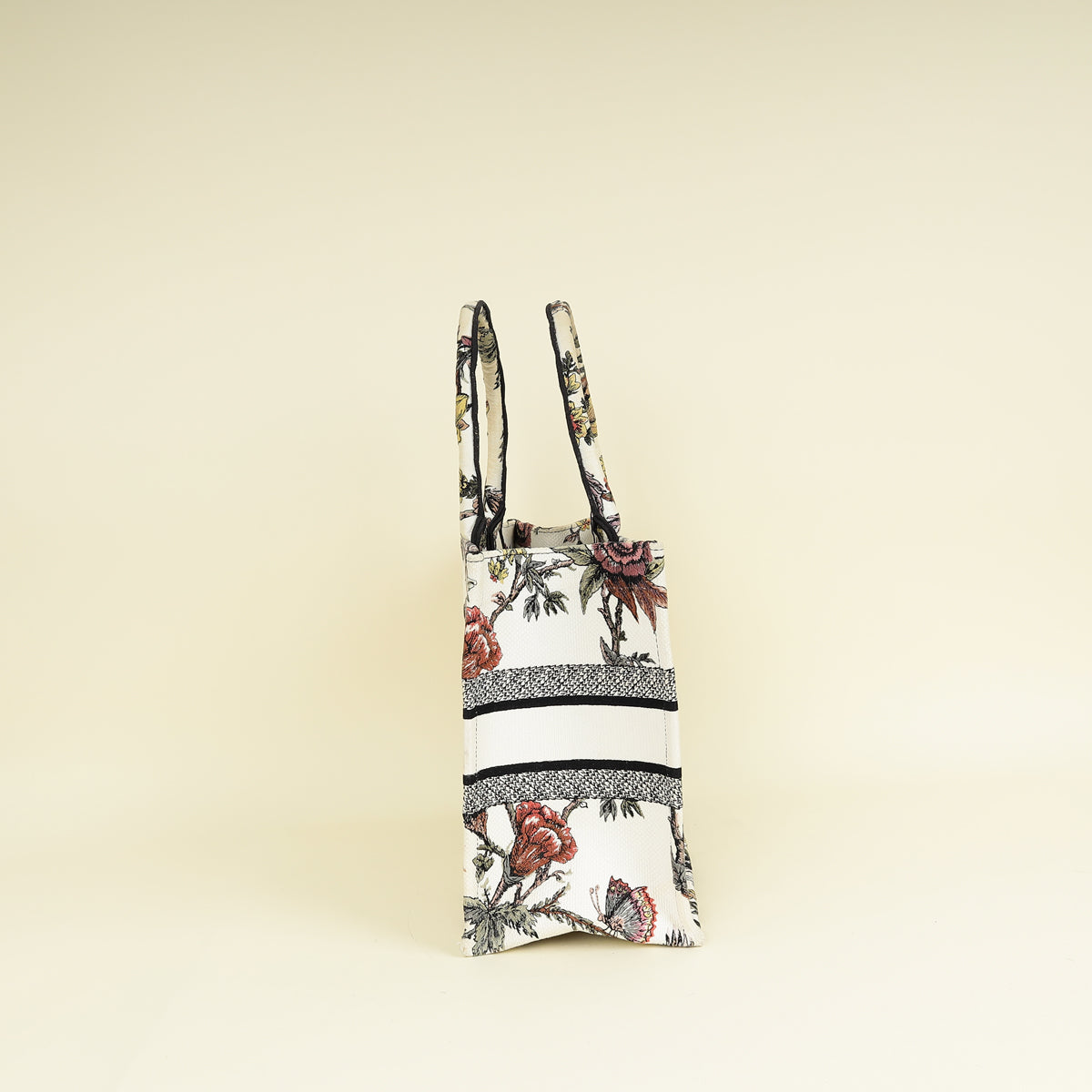 Christian Dior White Multicolor Jardin Botanique Embroidery Book Tote Medium Bag