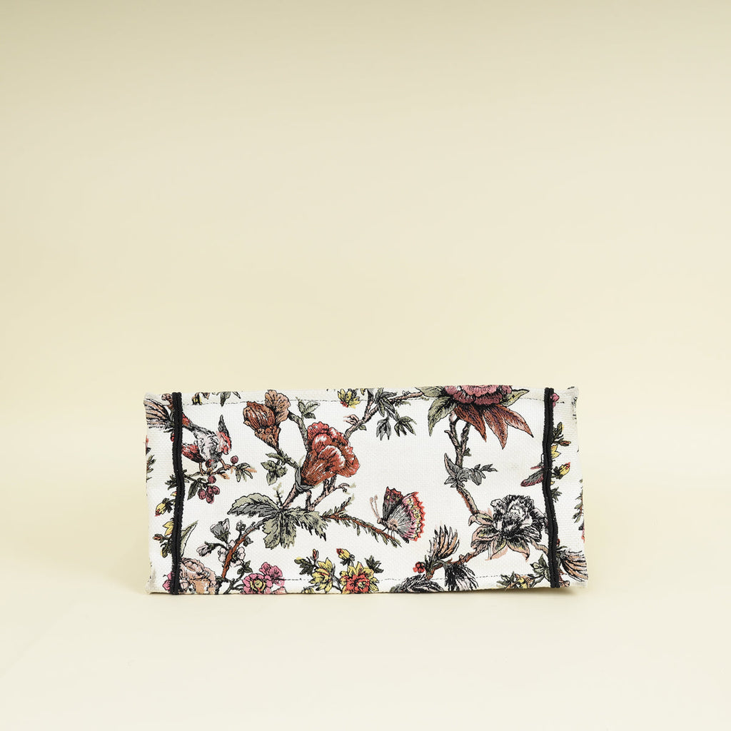Christian Dior White Multicolor Jardin Botanique Embroidery Book Tote Medium Bag