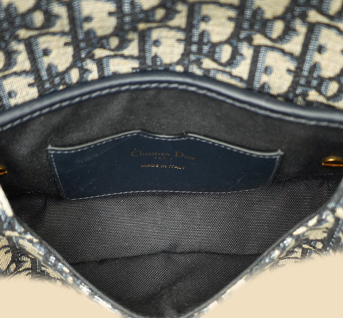 Christian Dior Navy Blue Oblique Bobby East-West Bag