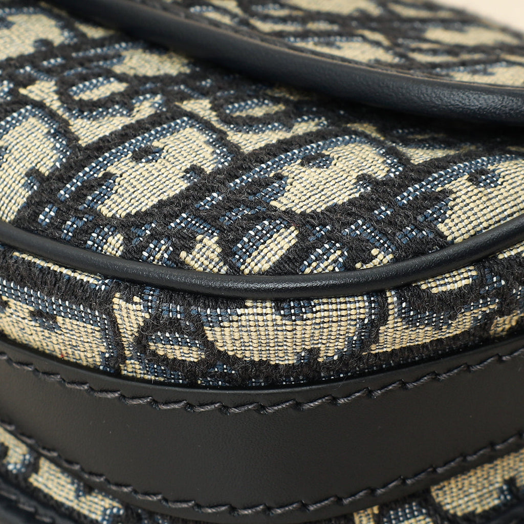 Christian Dior Navy Blue Oblique Bobby East-West Bag