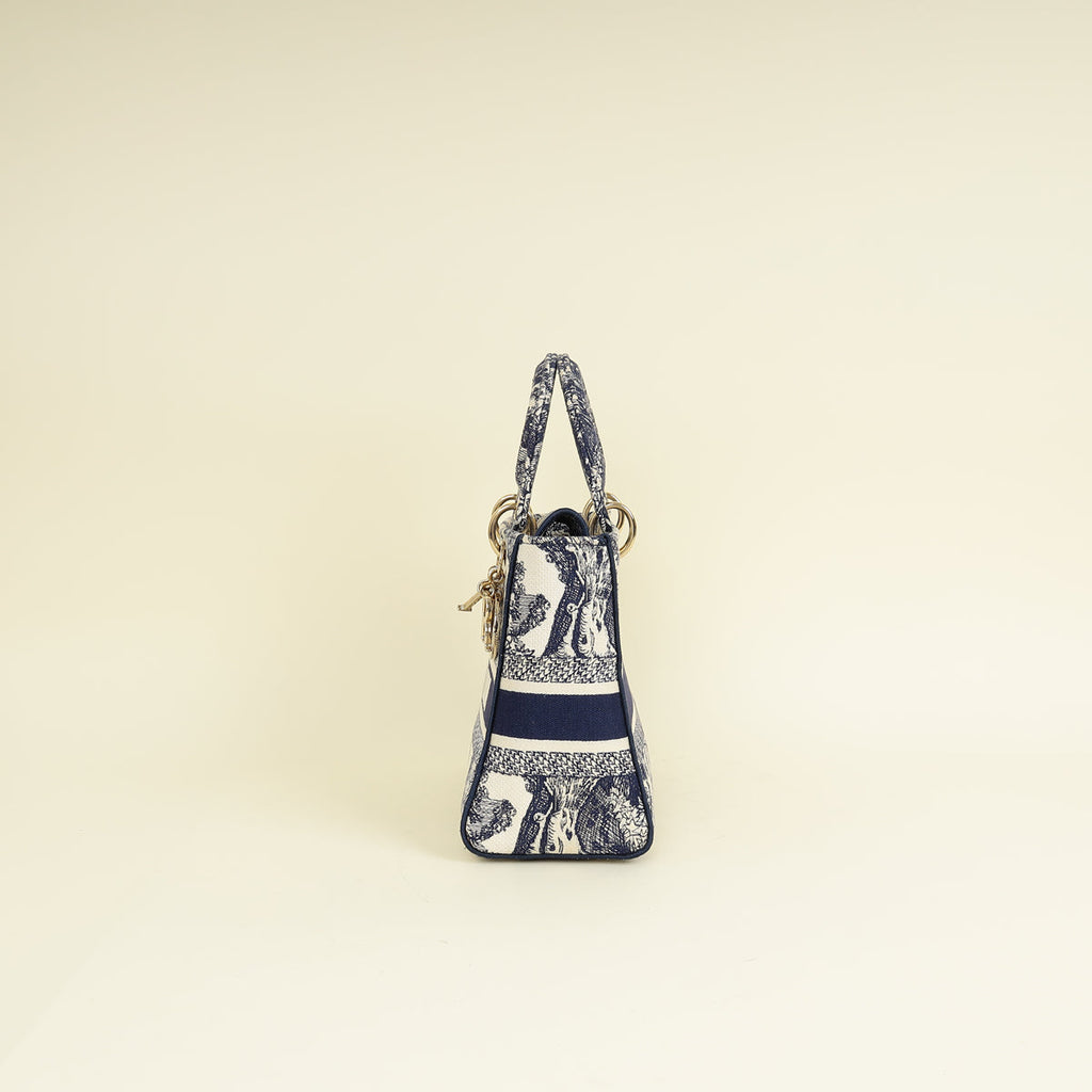 Christian Dior Bicolor Toile De Jouy Lady D-Lite Medium Bag