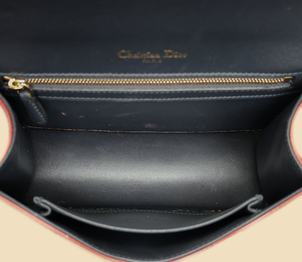 Christian Dior Red Micro Cannage Diorama Small Shoulder Bag