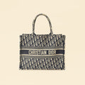 Christian Dior Navy Blue Oblique Book Tote Medium Bag