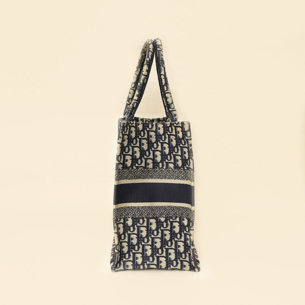Christian Dior Navy Blue Oblique Book Tote Medium Bag