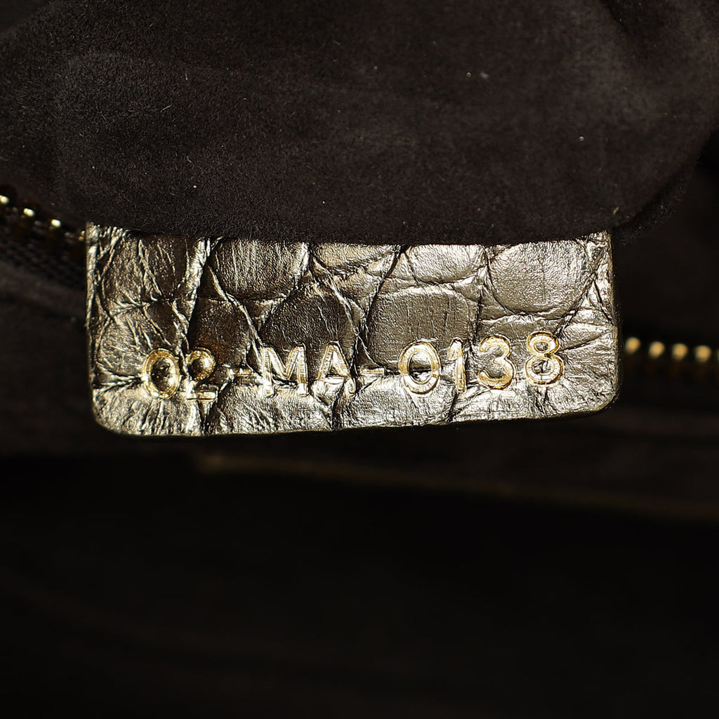 Christian Dior Metallic olive Lady Dior Alligator Mini Chain Bag